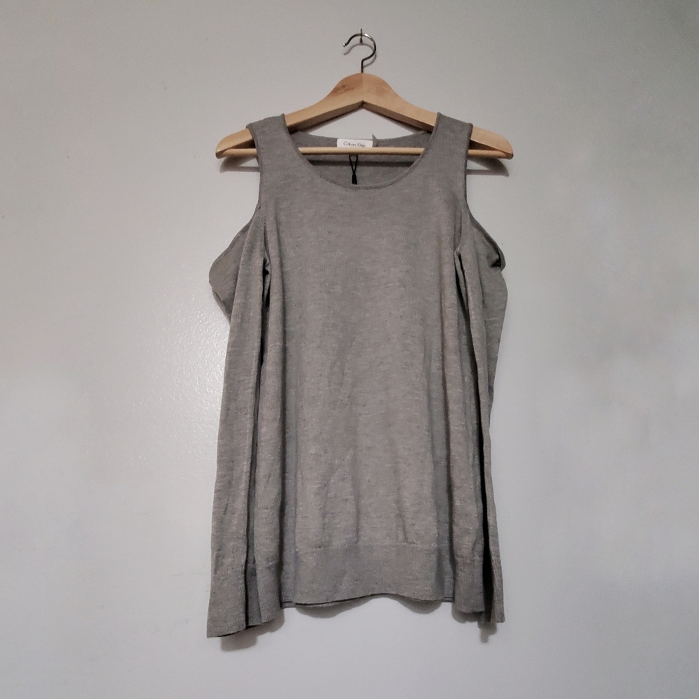 Calvin Klien Grey Shoulder Cut-out Sweater New with Tags